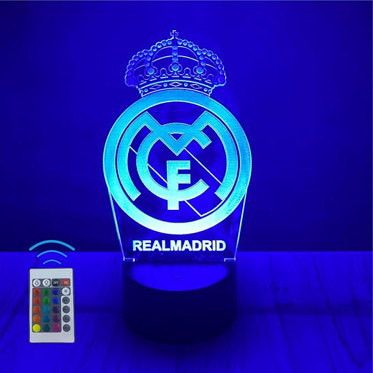 Lámpara 3D Real Madrid multicolor con mando incluido